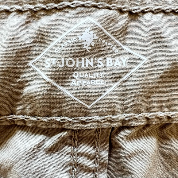 St. John’s Bay Two Pairs Embroidered Drawstring Shorts Khaki/Blue, Women’s 10 - Picture 10 of 13